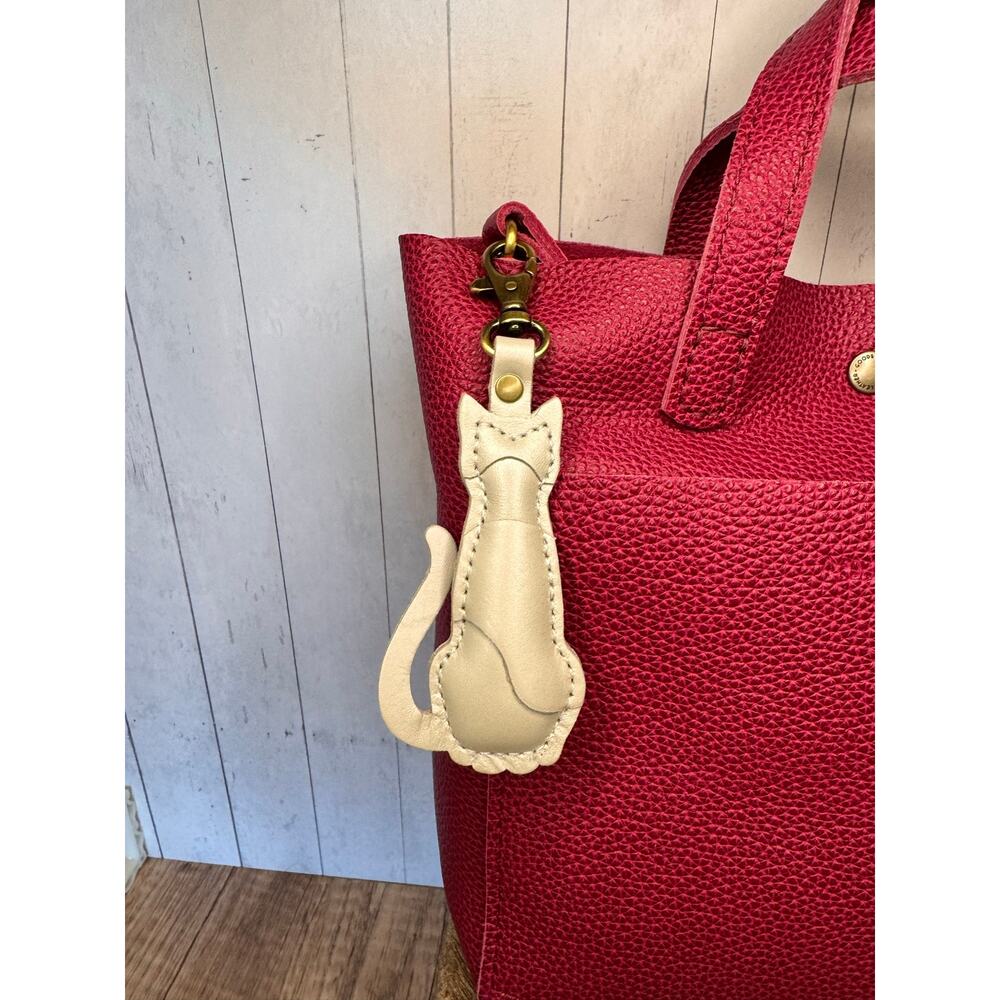 Portland Leather White Kitty Cat Bag Charm Portland Leather Tom Cat Keychain